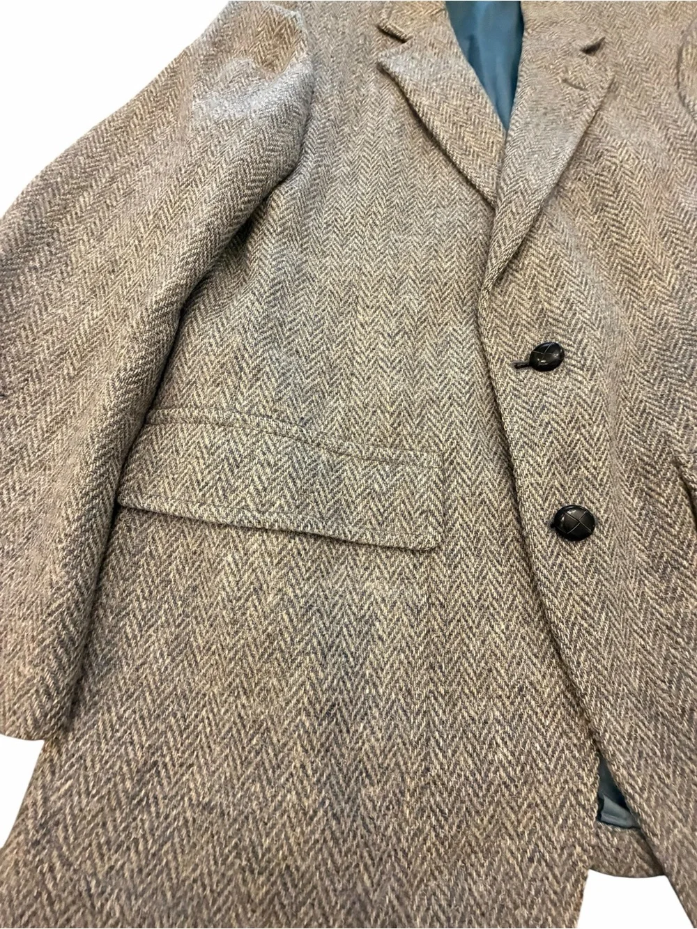 VTG 1970s Nafziger’s Beige Grey Tweed Blazer Sport Jacket Herringbone Chest 40”